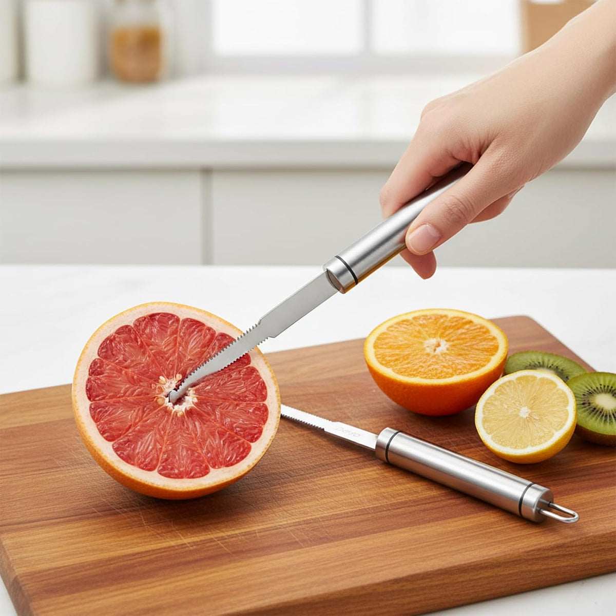 2PCS Grapefruit Knife Stainless Steel Curved Serrated Blade, Versatile Fruit Cutter, Kitchen Tool for Grapefruits, Oranges, Lemons, Citrus, Kiwi, Citrus Fruit