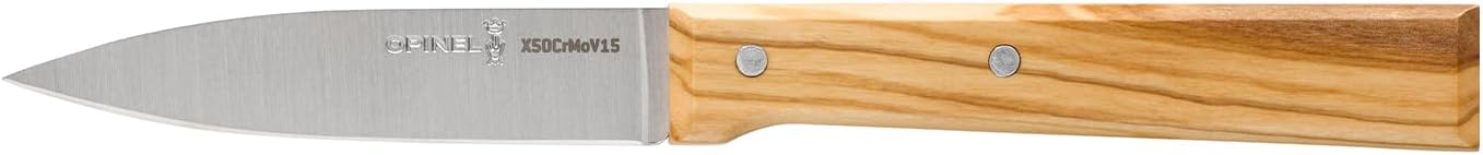 Parallele Trio Set of 3 Kitchen Knives - Chef, Carving, Paring Knife Trio Box Set, High Carbon Stainless Steel Blades, Sustainably Sourced Wood Handles, Made in France (Olivewood)