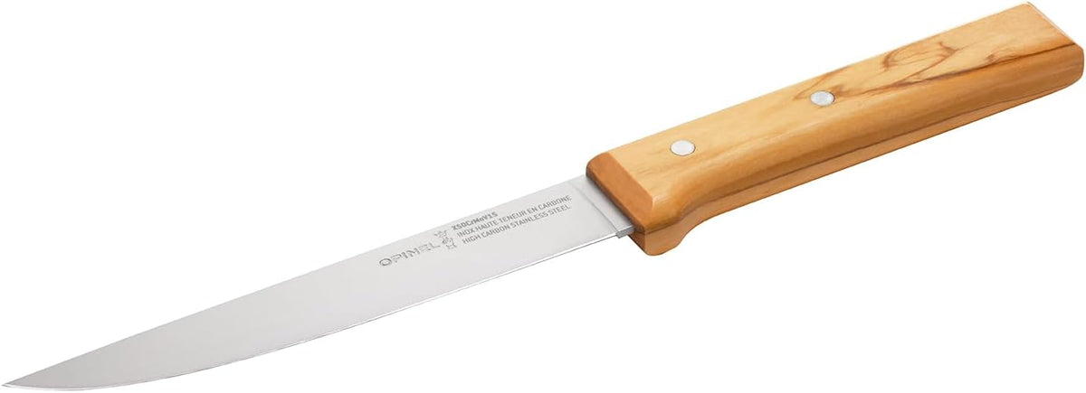 Parallele Trio Set of 3 Kitchen Knives - Chef, Carving, Paring Knife Trio Box Set, High Carbon Stainless Steel Blades, Sustainably Sourced Wood Handles, Made in France (Olivewood)