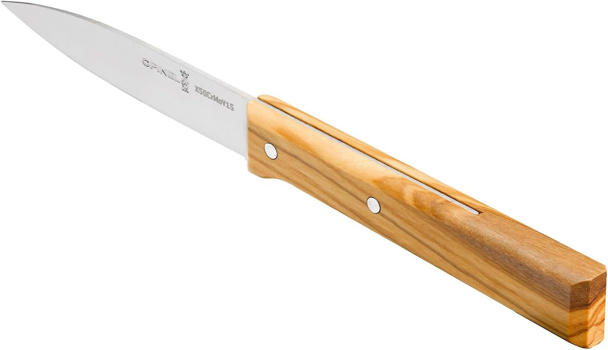 Parallele Trio Set of 3 Kitchen Knives - Chef, Carving, Paring Knife Trio Box Set, High Carbon Stainless Steel Blades, Sustainably Sourced Wood Handles, Made in France (Olivewood)