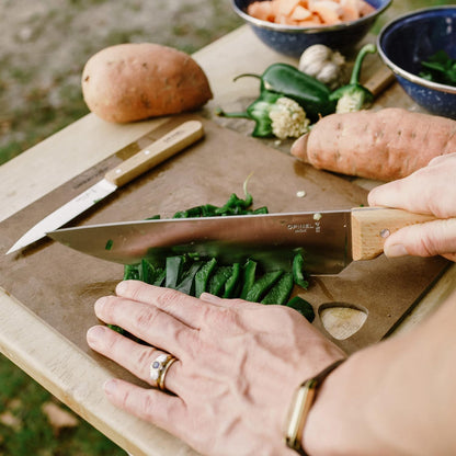 Parallele Trio Set of 3 Kitchen Knives - Chef, Carving, Paring Knife Trio Box Set, High Carbon Stainless Steel Blades, Sustainably Sourced Wood Handles, Made in France (Olivewood)