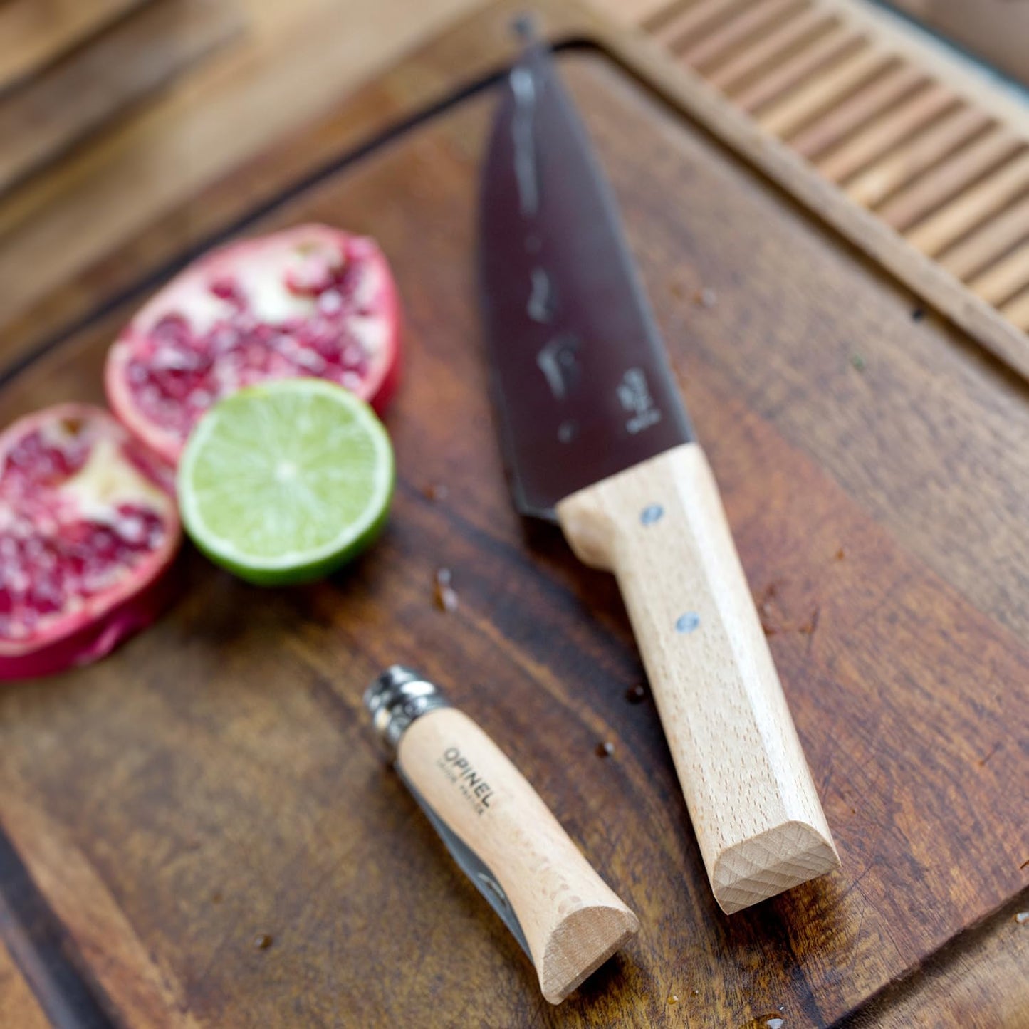 Parallele Trio Set of 3 Kitchen Knives - Chef, Carving, Paring Knife Trio Box Set, High Carbon Stainless Steel Blades, Sustainably Sourced Wood Handles, Made in France (Olivewood)