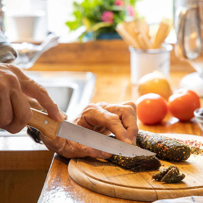 Parallele Trio Set of 3 Kitchen Knives - Chef, Carving, Paring Knife Trio Box Set, High Carbon Stainless Steel Blades, Sustainably Sourced Wood Handles, Made in France (Olivewood)