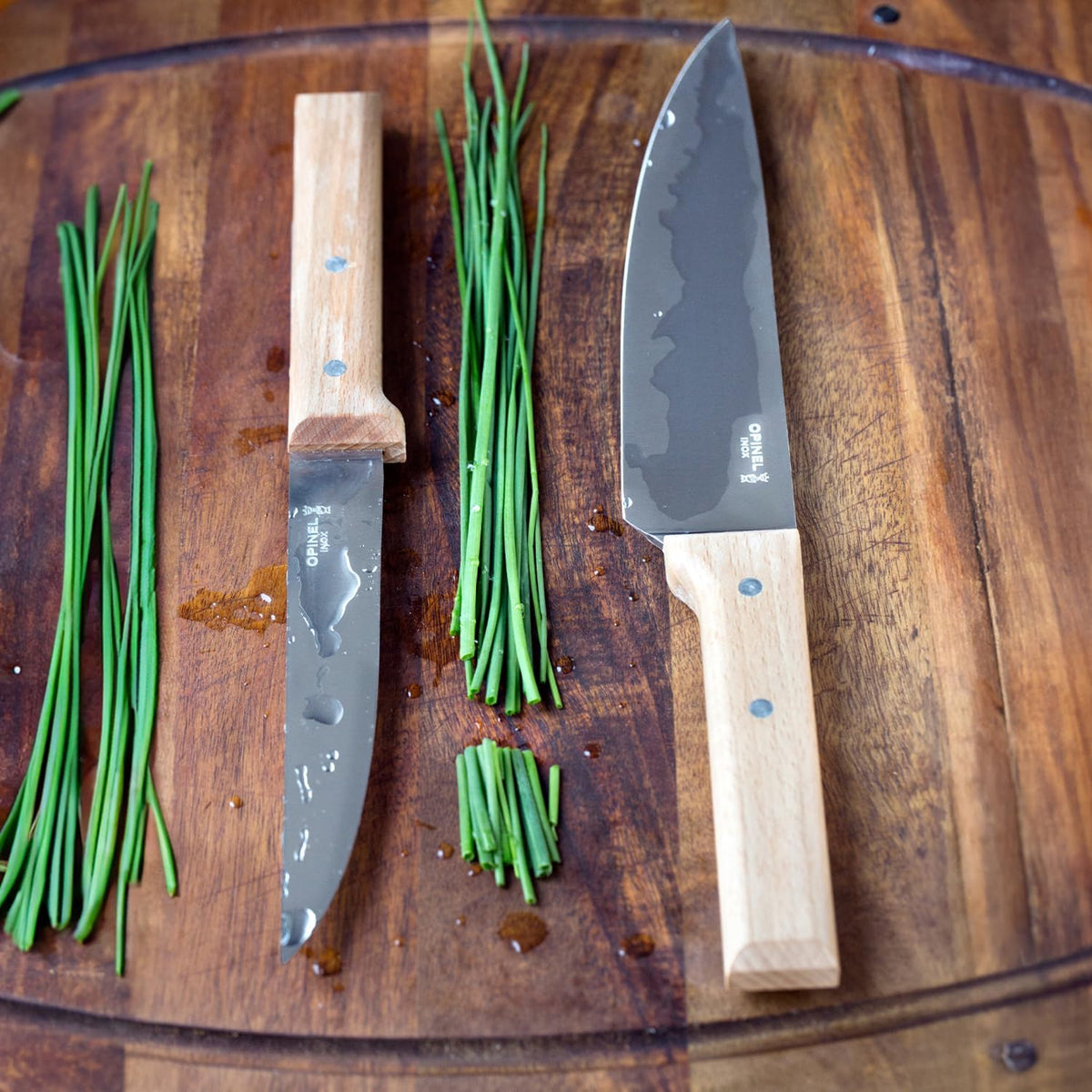 Parallele Trio Set of 3 Kitchen Knives - Chef, Carving, Paring Knife Trio Box Set, High Carbon Stainless Steel Blades, Sustainably Sourced Wood Handles, Made in France (Olivewood)