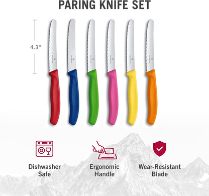 Swiss Classic 6-Piece Tomato and Table Knife Set, Multicolor