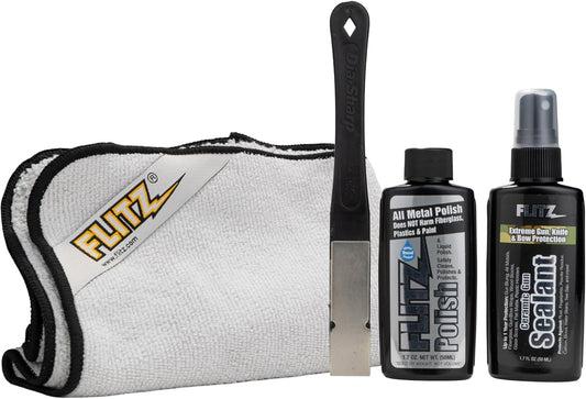 Flitz Knife Restoration Kit - USA-Made All-in-One Knife Cleaner & Restoration Tools - Includes 1.76oz Polish, 1.7oz Ceramic Sealant, Diamond Sharpener, & Microfiber Cloth - Rust Remover for Knives