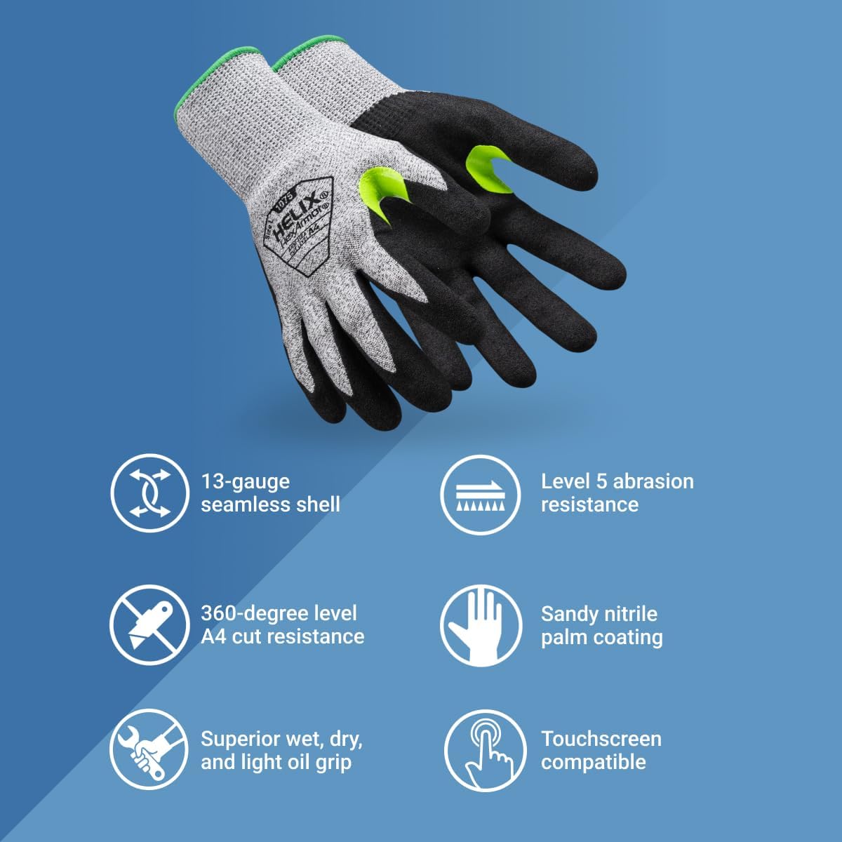 General-Purpose | Abrasion and Cut-Resistant | Breathable | Safety Work Gloves | Helix Series