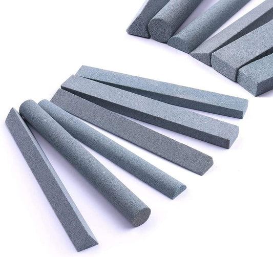 Sharpening Stone Set,6pcs 180# Wood Carving Sharpener Whetstone Sanding Sticks,Coarse Polishing Set for Sharpen Chisel or Small Detailed Tools,Variety of Shapes(Length3.94Inch)]