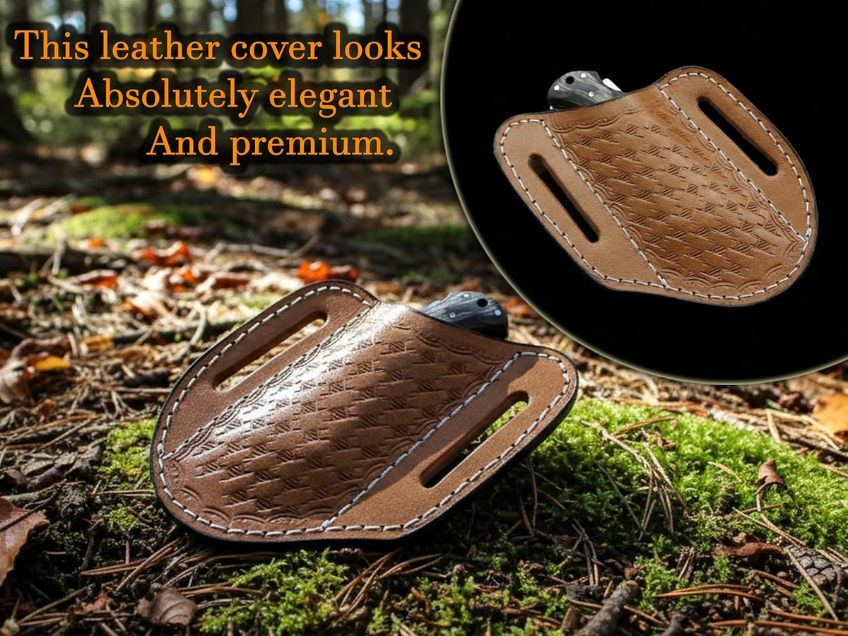 Handmade Leather Knife Sheath for Belt– EDC Belt Holster for Folding Knife | Compact EDC Belt Holster, Trapper Knife Sheath, For Pocket Knife Trapper Knife Sheath, Sheath for Pocket Knife