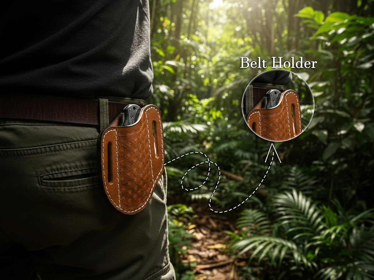 Handmade Leather Knife Sheath for Belt– EDC Belt Holster for Folding Knife | Compact EDC Belt Holster, Trapper Knife Sheath, For Pocket Knife Trapper Knife Sheath, Sheath for Pocket Knife