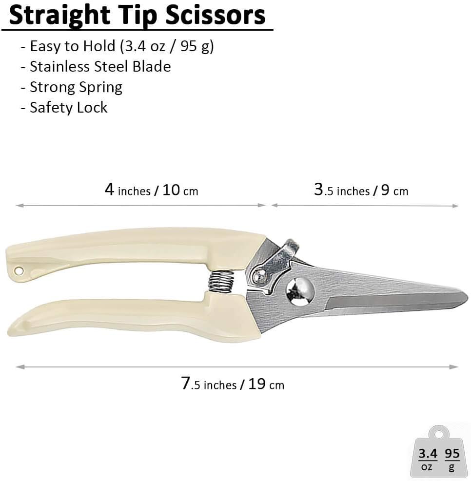Garden Shears Set of 2, Includes 1 Bypass Pruning Shears and 1 Straight Blade Garden Scissors, Sharp, Lightweight