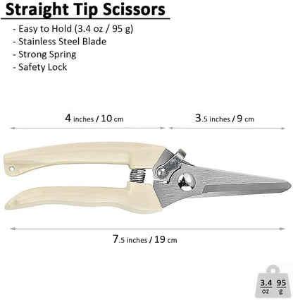 Garden Shears Set of 2, Includes 1 Bypass Pruning Shears and 1 Straight Blade Garden Scissors, Sharp, Lightweight