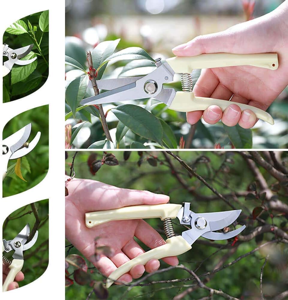Garden Shears Set of 2, Includes 1 Bypass Pruning Shears and 1 Straight Blade Garden Scissors, Sharp, Lightweight