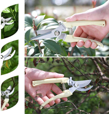 Garden Shears Set of 2, Includes 1 Bypass Pruning Shears and 1 Straight Blade Garden Scissors, Sharp, Lightweight
