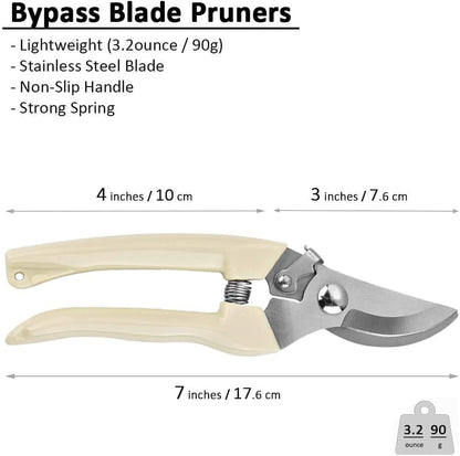 Garden Shears Set of 2, Includes 1 Bypass Pruning Shears and 1 Straight Blade Garden Scissors, Sharp, Lightweight