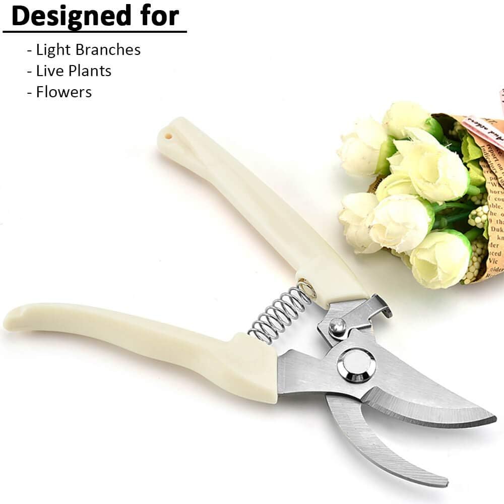 Garden Shears Set of 2, Includes 1 Bypass Pruning Shears and 1 Straight Blade Garden Scissors, Sharp, Lightweight