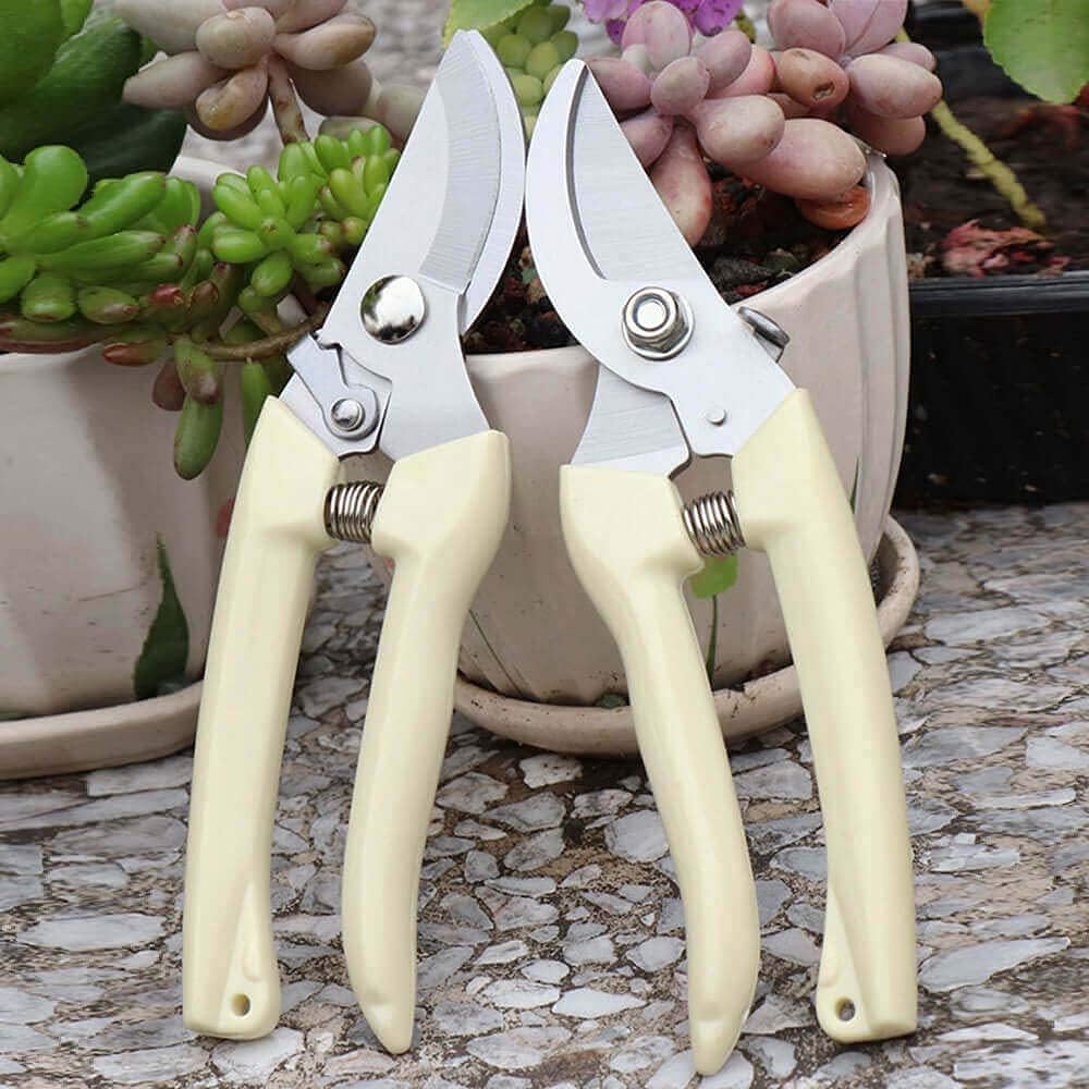 Garden Shears Set of 2, Includes 1 Bypass Pruning Shears and 1 Straight Blade Garden Scissors, Sharp, Lightweight