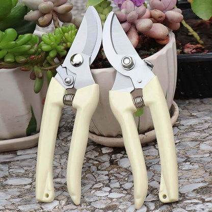 Garden Shears Set of 2, Includes 1 Bypass Pruning Shears and 1 Straight Blade Garden Scissors, Sharp, Lightweight