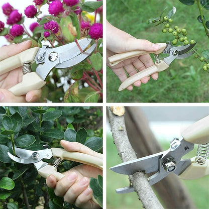 Garden Shears Set of 2, Includes 1 Bypass Pruning Shears and 1 Straight Blade Garden Scissors, Sharp, Lightweight