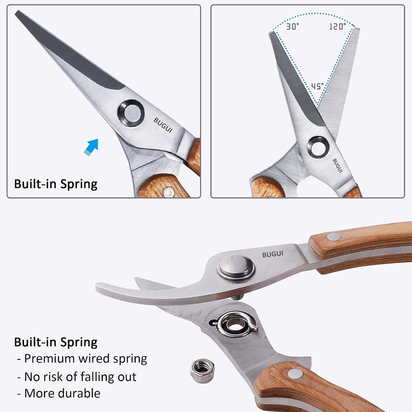 Garden Shears Set of 2, Includes 1 Bypass Pruning Shears and 1 Straight Blade Garden Scissors, Sharp, Lightweight