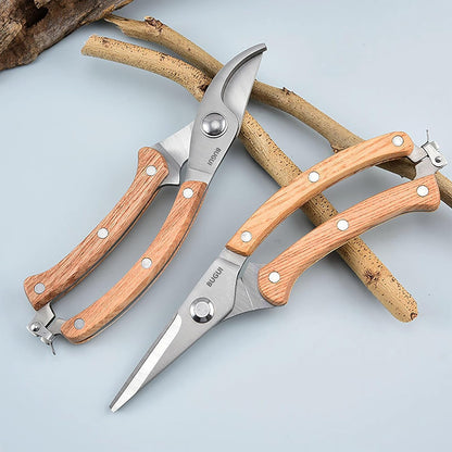 Garden Shears Set of 2, Includes 1 Bypass Pruning Shears and 1 Straight Blade Garden Scissors, Sharp, Lightweight