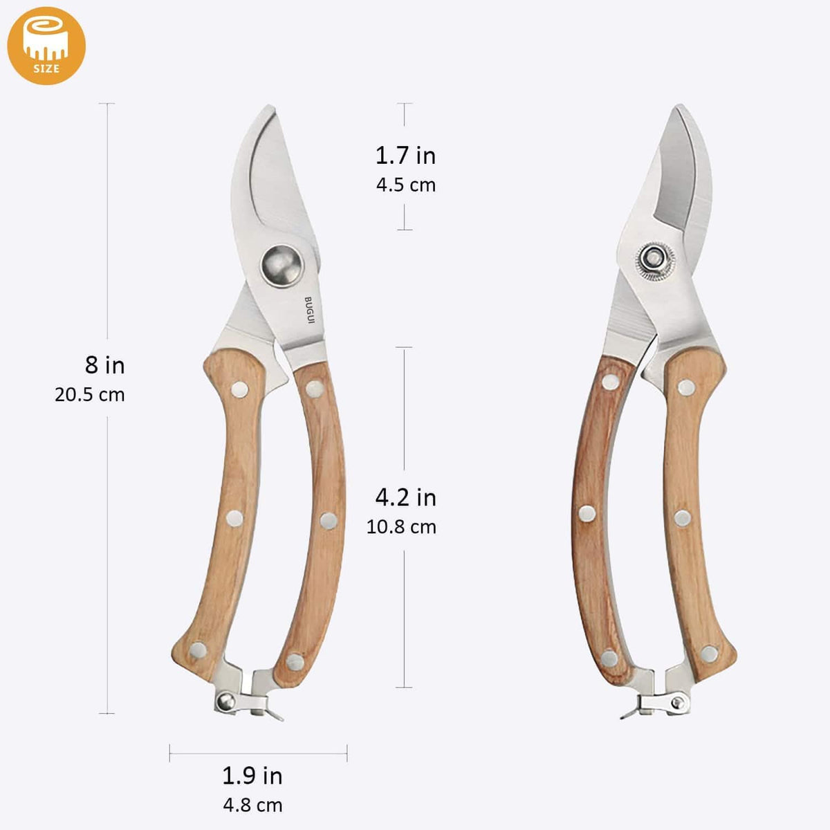 Garden Shears Set of 2, Includes 1 Bypass Pruning Shears and 1 Straight Blade Garden Scissors, Sharp, Lightweight