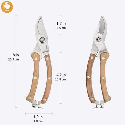 Garden Shears Set of 2, Includes 1 Bypass Pruning Shears and 1 Straight Blade Garden Scissors, Sharp, Lightweight