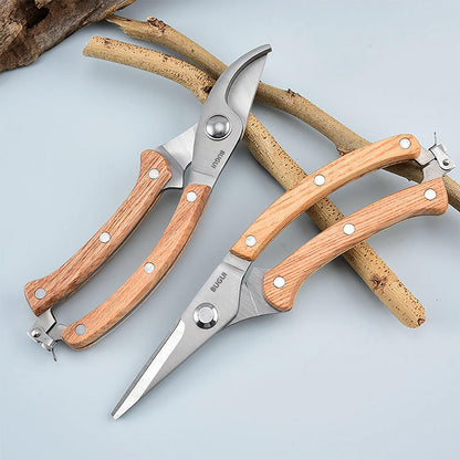 Garden Shears Set of 2, Includes 1 Bypass Pruning Shears and 1 Straight Blade Garden Scissors, Sharp, Lightweight