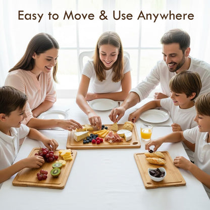3 Packs Bamboo Cutting Board for Kitchen with Juice Grooves & Storage Stand | Carbonized Cutting Boards with Pre-Oiled Kitchen Cutting Boards Set Bamboo Chopping Board for Meat, Vegetables, Fruits