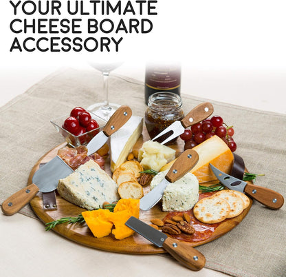 Lunar 6-Piece Cheese Knife Set - Premium Stainless Steel Cheese Knives Collection - Charcuterie Board Accessories Gift Ready w/ 15 Festive Recipes