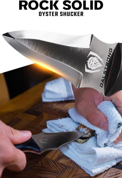 Professional Oyster Knife - 3.5 inch - Shogun Series Elite - Clam and Shellfish Shucking Knife - Japanese AUS-10V Super Steel - G10 Handle - Cooking Fish Kitchen Knife - Sheath Included