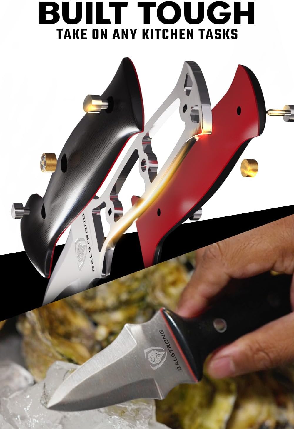 Professional Oyster Knife - 3.5 inch - Shogun Series Elite - Clam and Shellfish Shucking Knife - Japanese AUS-10V Super Steel - G10 Handle - Cooking Fish Kitchen Knife - Sheath Included