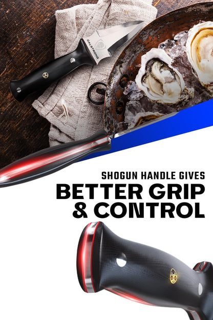 Professional Oyster Knife - 3.5 inch - Shogun Series Elite - Clam and Shellfish Shucking Knife - Japanese AUS-10V Super Steel - G10 Handle - Cooking Fish Kitchen Knife - Sheath Included