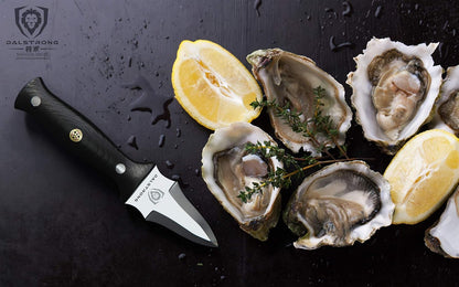 Professional Oyster Knife - 3.5 inch - Shogun Series Elite - Clam and Shellfish Shucking Knife - Japanese AUS-10V Super Steel - G10 Handle - Cooking Fish Kitchen Knife - Sheath Included