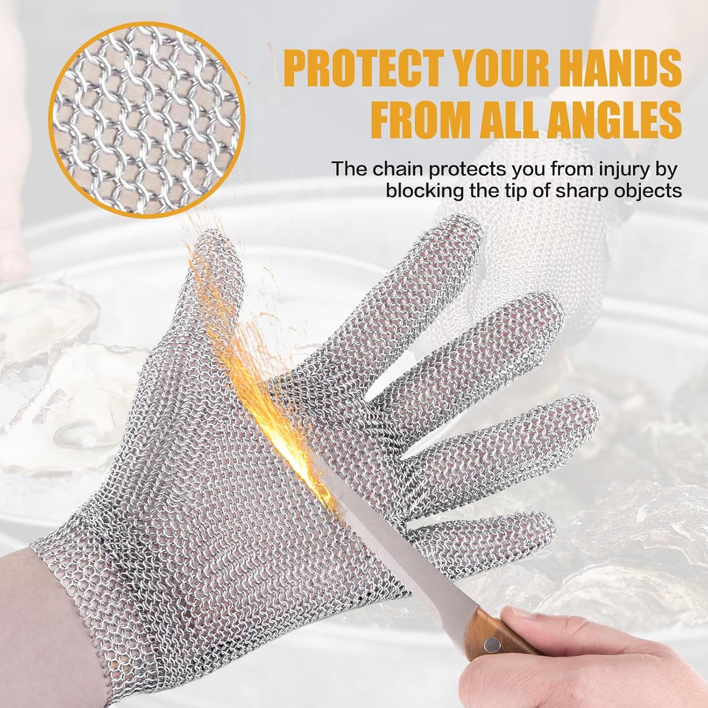 Cut Resistant Glove Cut Resistant Stainless Steel Metal Mesh Chainmail Glove for Meat CuttingOyster Shucking