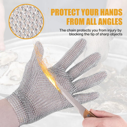Cut Resistant Glove Cut Resistant Stainless Steel Metal Mesh Chainmail Glove for Meat CuttingOyster Shucking