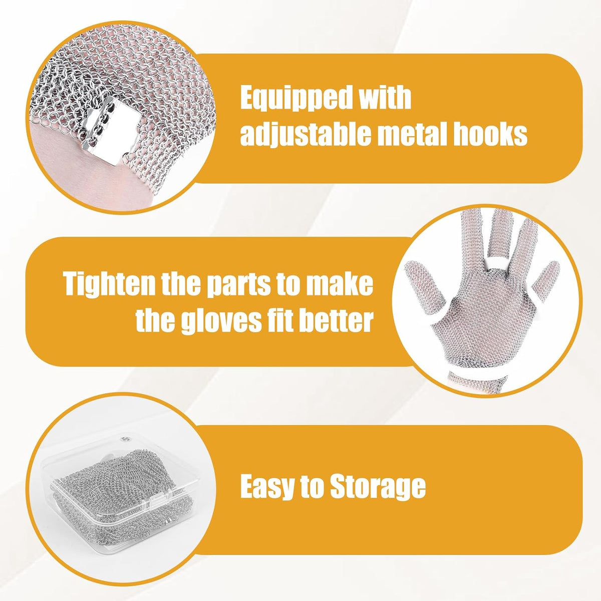 Cut Resistant Glove Cut Resistant Stainless Steel Metal Mesh Chainmail Glove for Meat CuttingOyster Shucking