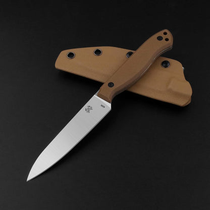 Compact Fixed Blade Knife, 3.9" Blade Camping Knife with Adjustable Kydex Sheath and Clip, Small fixed blade knives Stainless Steel and G10 Handle for Outdoor Survival, Camping, Hiking(Coyote Brown)
