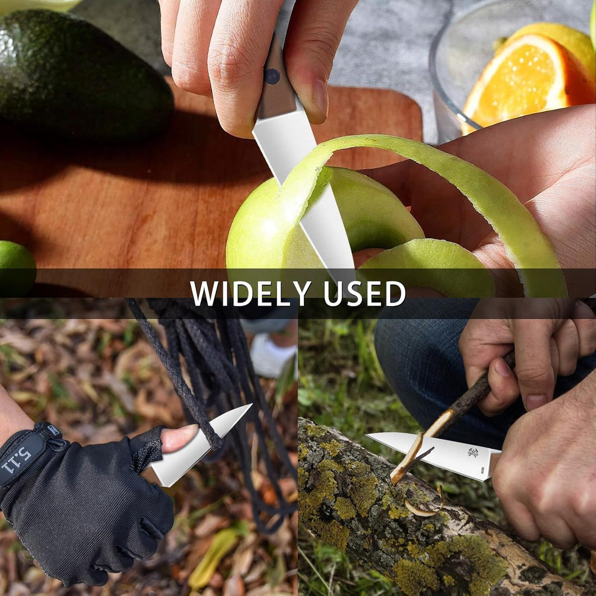 Compact Fixed Blade Knife, 3.9" Blade Camping Knife with Adjustable Kydex Sheath and Clip, Small fixed blade knives Stainless Steel and G10 Handle for Outdoor Survival, Camping, Hiking(Coyote Brown)