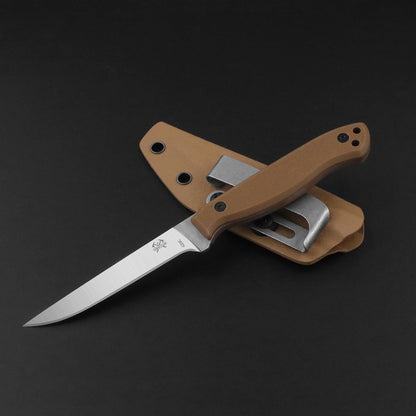 Compact Fixed Blade Knife, 3.9" Blade Camping Knife with Adjustable Kydex Sheath and Clip, Small fixed blade knives Stainless Steel and G10 Handle for Outdoor Survival, Camping, Hiking(Coyote Brown)