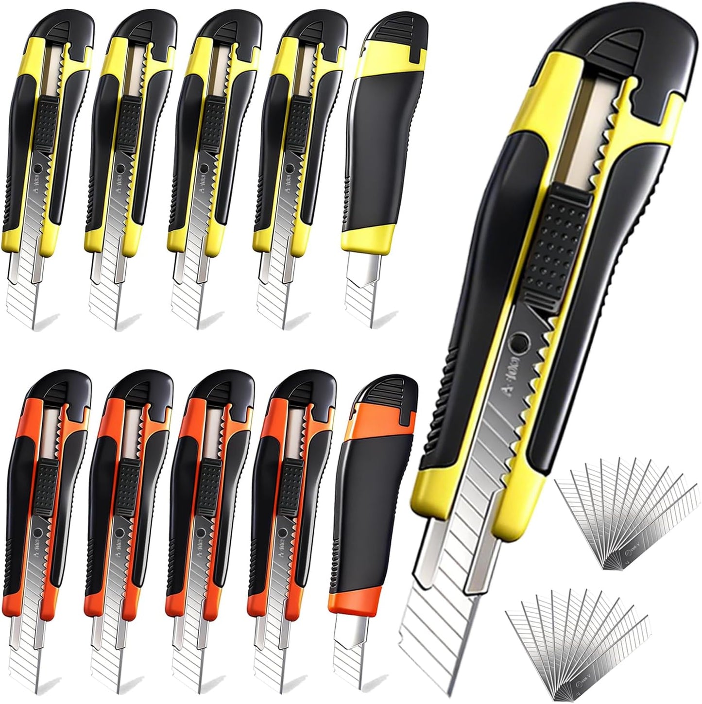 10Pcs Folding utility Knives & 30Pcs Blades Set for Crafts, Heavy Duty Retractable Box Cutters, Exacto Knife, Paper Cutter (Folding Style)