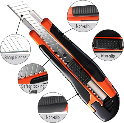 10Pcs Folding utility Knives & 30Pcs Blades Set for Crafts, Heavy Duty Retractable Box Cutters, Exacto Knife, Paper Cutter (Folding Style)