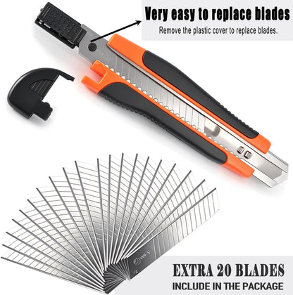 10Pcs Folding utility Knives & 30Pcs Blades Set for Crafts, Heavy Duty Retractable Box Cutters, Exacto Knife, Paper Cutter (Folding Style)