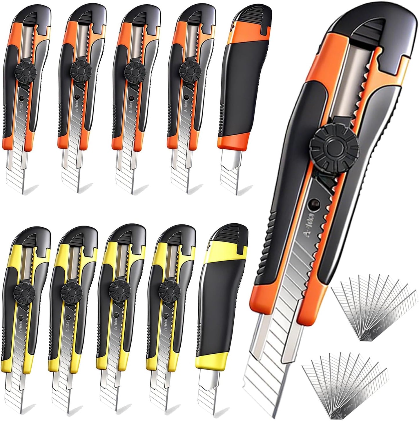 10Pcs Folding utility Knives & 30Pcs Blades Set for Crafts, Heavy Duty Retractable Box Cutters, Exacto Knife, Paper Cutter (Folding Style)