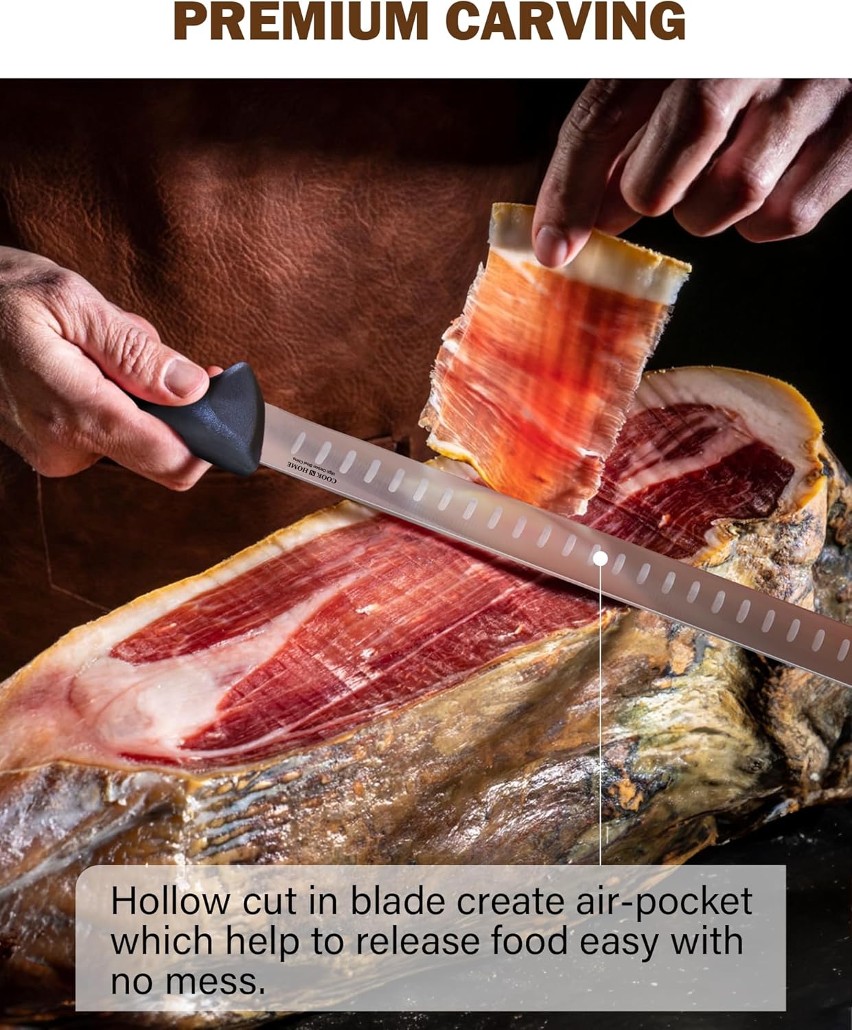Professional Slicing Knife Roast/Fish Slicer 11 Inch, Granton Edge High Carbon Stainless Steel Sharp Kitchen Knife, Ergonomic Handle, Black