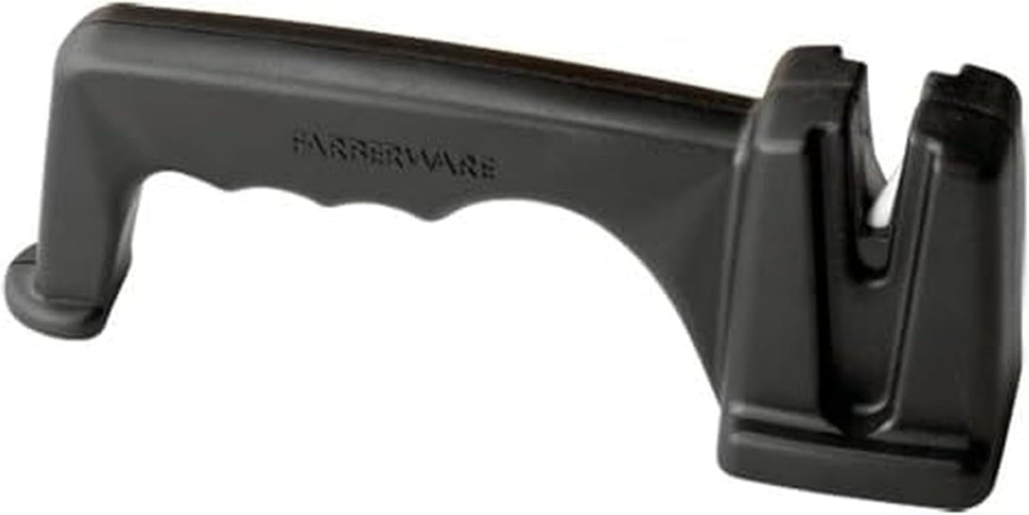 3-Stage Knife Sharpener – Manual Kitchen Knife Sharpener with Diamond, Tungsten & Ceramic Sharpening Slots, Non-Slip Base, Ergonomic Handle, Handheld Knife Sharpening Tool, Black
