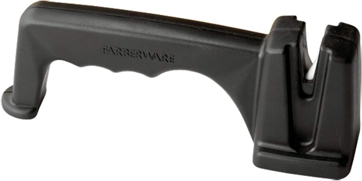 3-Stage Knife Sharpener – Manual Kitchen Knife Sharpener with Diamond, Tungsten & Ceramic Sharpening Slots, Non-Slip Base, Ergonomic Handle, Handheld Knife Sharpening Tool, Black