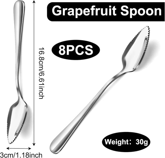 Hunnycook Grapefruit Spoons and Knives - 8 Spoons, 2 Knives | Serrated Edge, Suitable for Cutting All Kinds of Fruits