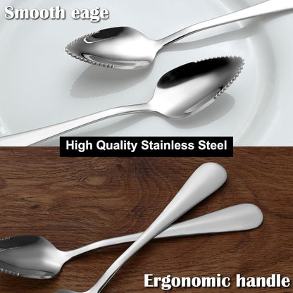 Hunnycook Grapefruit Spoons and Knives - 8 Spoons, 2 Knives | Serrated Edge, Suitable for Cutting All Kinds of Fruits