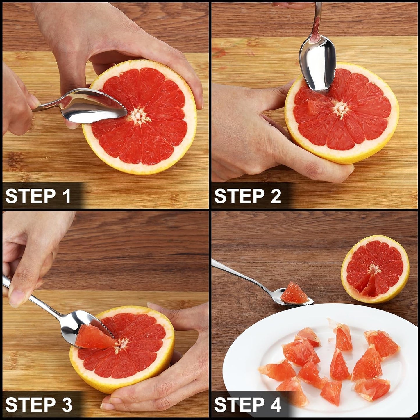 Hunnycook Grapefruit Spoons and Knives - 8 Spoons, 2 Knives | Serrated Edge, Suitable for Cutting All Kinds of Fruits